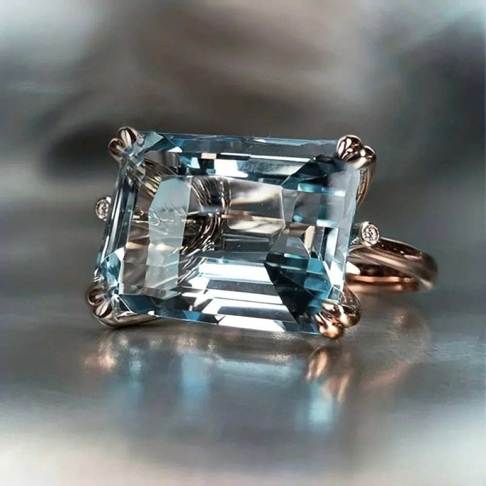 Klassisk Vintage Blå Zirkonia Ring