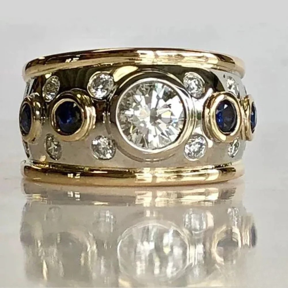 Retro guldbelagt zirkonia-ring.