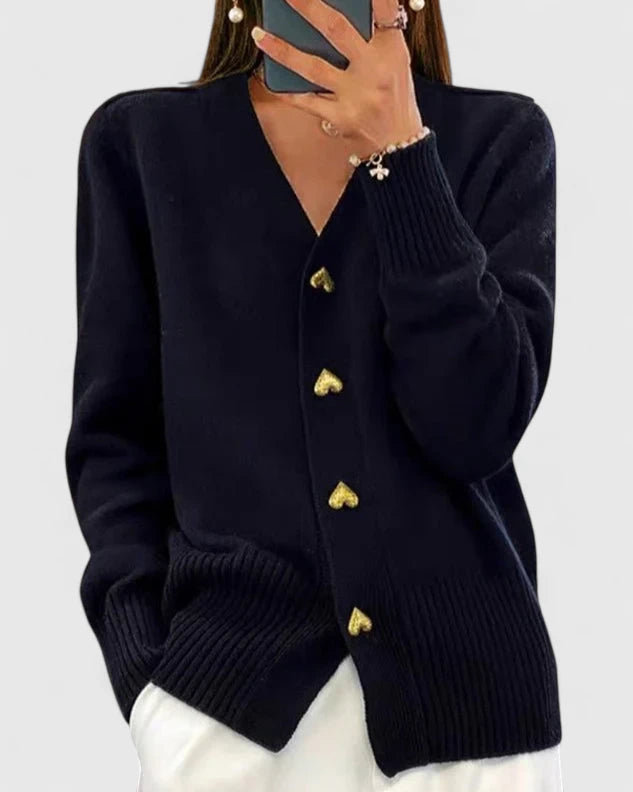 LORETTA™ – ELEGANT STRIKKET CARDIGAN MED KNAPPER