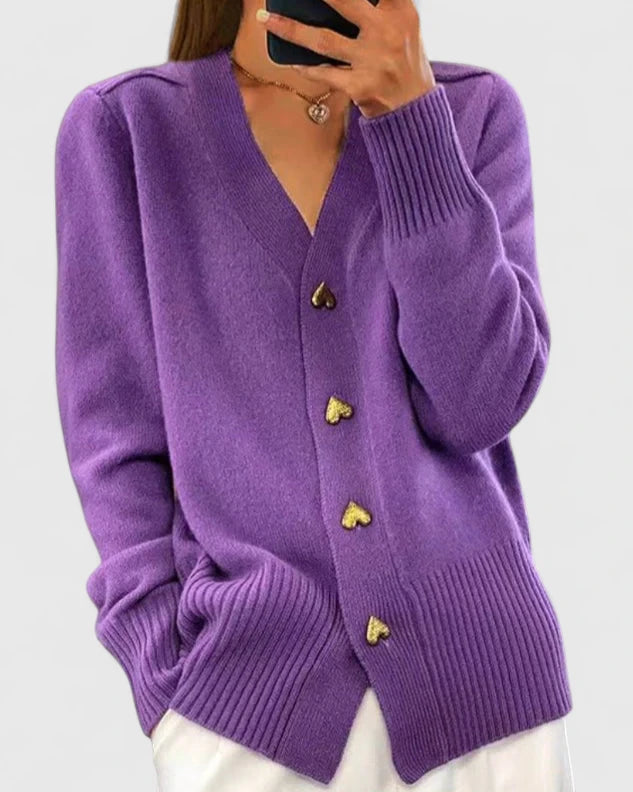 LORETTA™ – ELEGANT STRIKKET CARDIGAN MED KNAPPER