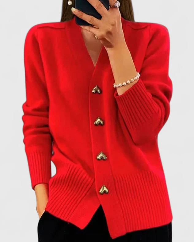LORETTA™ – ELEGANT STRIKKET CARDIGAN MED KNAPPER