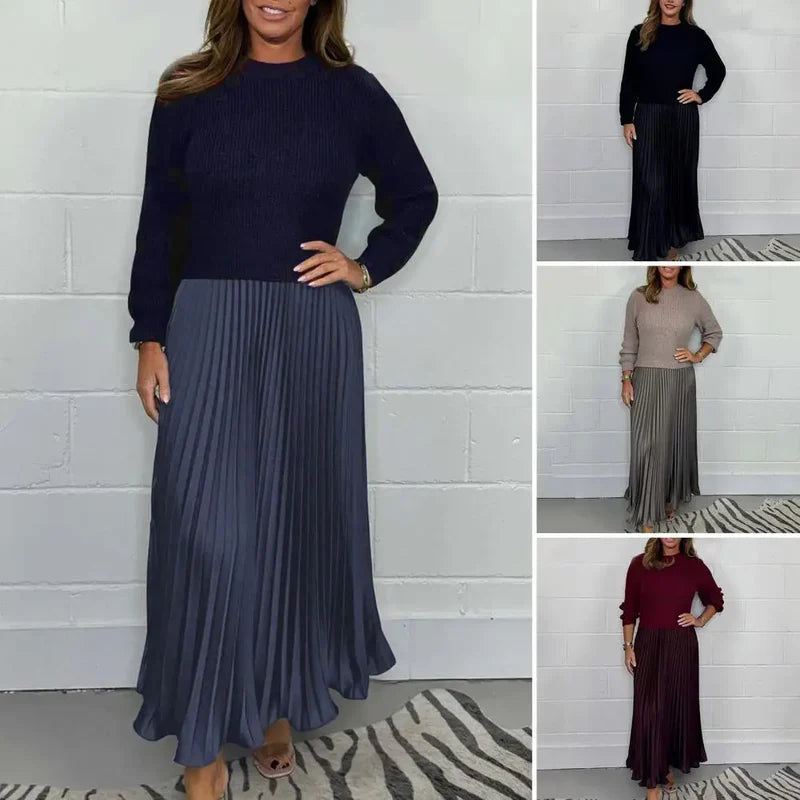 Karin lang kjole i elegant stil, perfekt til formelle begivenheder og sofistikeret mode.