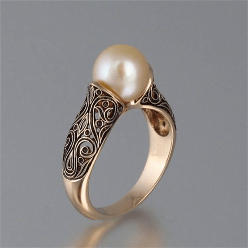 Vintage perle ring i guld